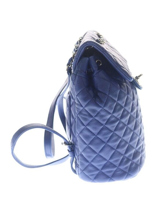 Chanel Chain Shoulder Backpack Blue Lambskin Silver main image 5